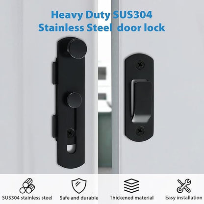 Alise 2Pcs Flip Latch Gate Latches, 4 inch Safety Door Lock for Barn Wood Fence Sliding French Doors,Heavy Duty SUS304 Stainless Steel Gate Hardware Matte Black MS9500B-2P