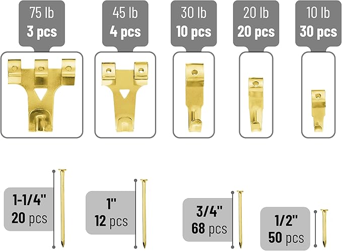 Mr. Pen- Picture Hanging Kit, 276 Pcs, Hangers, Nails, Hooks, Wall Hanging Kit, Frame Hardware