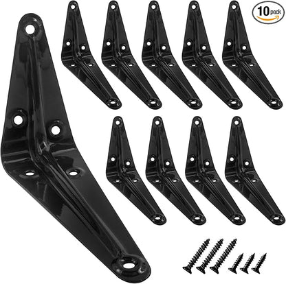 Lilaly 10 Pack Shelf Brackets 4 Inch Shelf Bracket, Heavy Duty L Brackets for Shelves for Hanging Floating Shelves Brack with Screws and Wall Anchors(3"x4",Black)