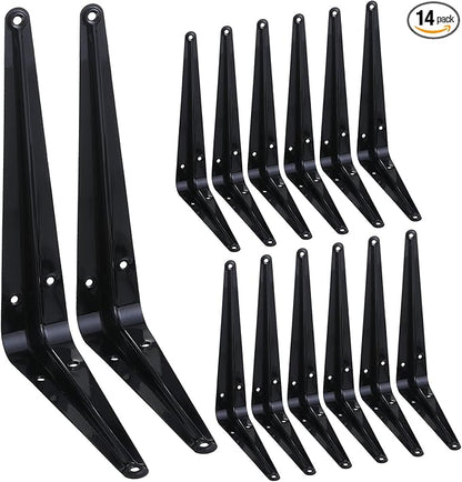 HEART ART 14 Pack Shelf Bracket 8 Inch ,Heavy Duty Shelf Brackets,Floating Shelf Bracket L Brackets,Metal Shelf Brackets for Wall, 8”L x 6”H x1.6”W