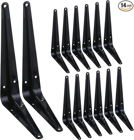 HEART ART 14 Pack Shelf Bracket 8 Inch ,Heavy Duty Shelf Brackets,Floating Shelf Bracket L Brackets,Metal Shelf Brackets for Wall, 8”L x 6”H x1.6”W