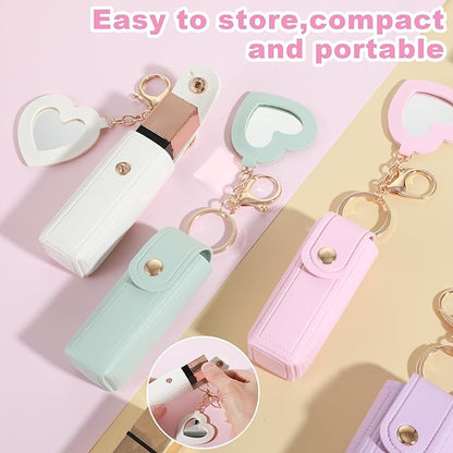 4Pcs Lipstick Holder Keychain, Lipstick Keychain, Colorful Lip Balm Holder Keychains for Pocket Bag Accessories