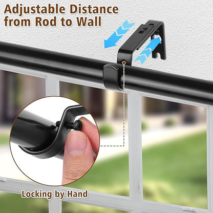 Heavy Duty Curtain Rod Brackets, Adjustable Wall Mount Iron Rod Holders for 1 Inch Rods, Window Treatment Hardware Kit with Screws & Anchors (3PCS)