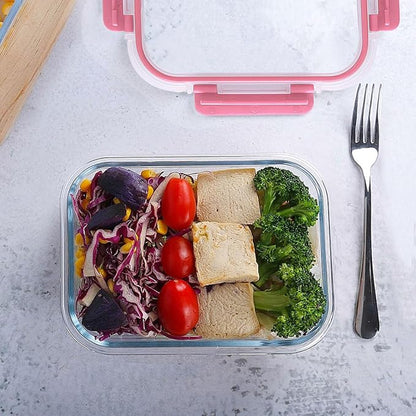 M MCIRCO [10-Pack Meal Prep Containers with Snap Locking Lids, Glass Airtight Lunch, Food Storage Containers, Microwave, Oven, Freezer and Dishwasher Friendly, Pink