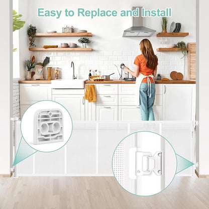 EZIGO Retractable Baby Gates Replacement Parts, Full Set Wall Mounting Accessories Including Brackets, Latches, Screws for 120 inch Extra Wide Baby Gate Pet Gate Mesh Gate Retractable Dog Gate, White