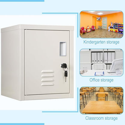 Suzile Lockable Storage Cabinet Metal Lockable Steel Storage Cabinet Organizer Lockers for Employees Vertical Metal Cabinets End Side Table Steel Bedside with Shelf(White)