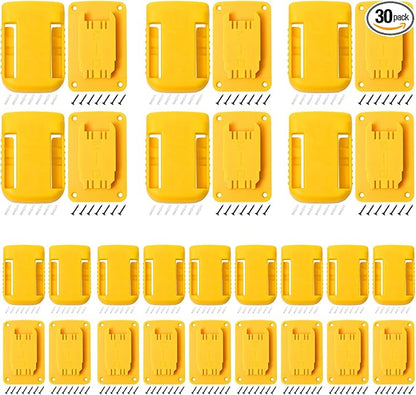30pas Tool Holders and Battery Holder for Dewalt 20v Wall Mount Hanger Battery Drill Tool Storage Shelf for Milwaukee M18(Yellow)