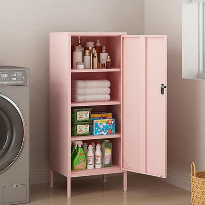Metal Lokcer Cabinet (Pink, 19.69" D x 15.75" W x 49.21" H)