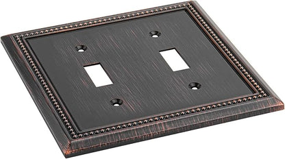 Henne Bery Sunken Pearls Heavy Duty Decorative Wall Plate Switch Plate Outlet Cover (Double Toggle, Aged Bronze)