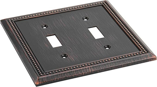 Henne Bery Sunken Pearls Heavy Duty Decorative Wall Plate Switch Plate Outlet Cover (Double Toggle, Aged Bronze)