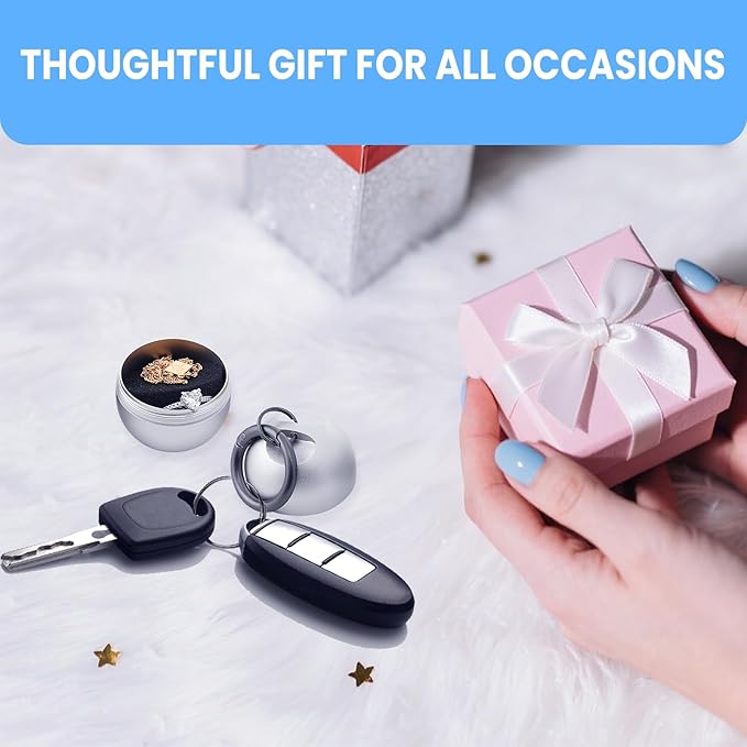 Jewelry Storage Box Case Gym Storage Jewelry Storage Box Case, Ring Organizer Container with Protective Sponge,Jewelry Care Protective Ring Holder with Keychain((1-Tier Silver)
