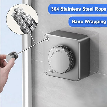 Retractable Clothesline Indoor, Non-Sagging Outdoor Clothes Drying Line Retracting Heavy Duty Clothes Drying Laundry Line Wall Mounted Stainless Steel Line - 15.6 Feet (1, Gray)