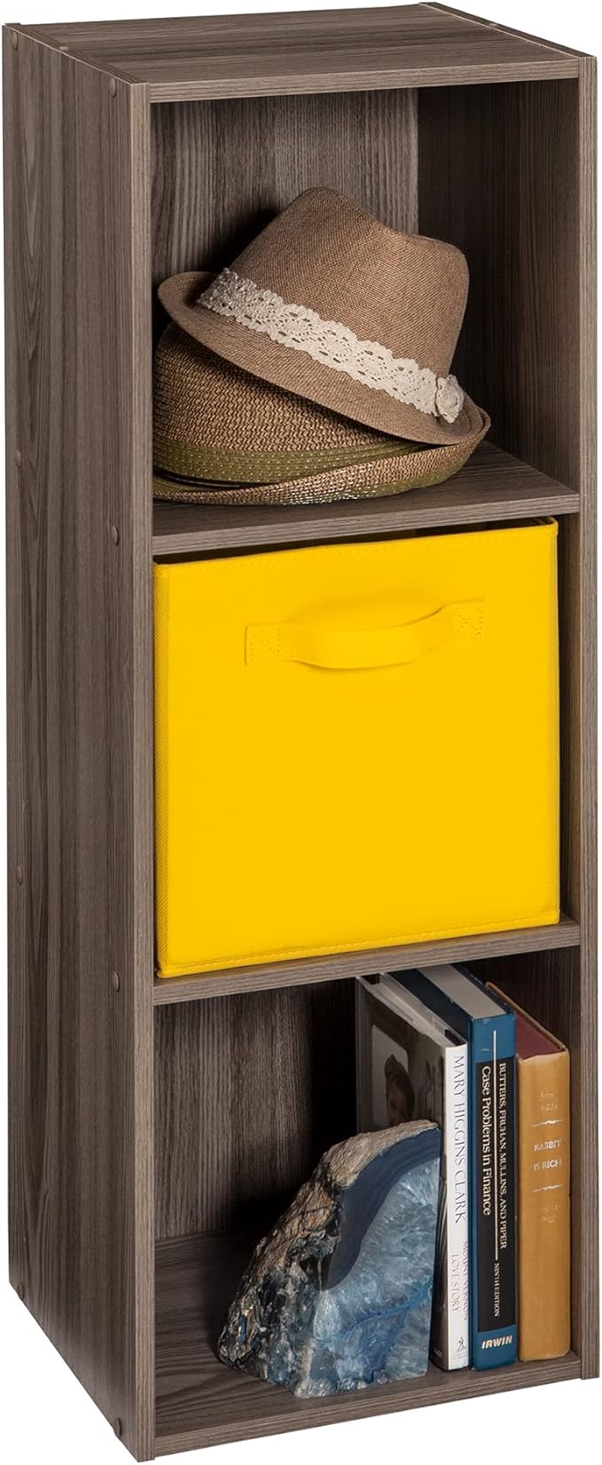 ClosetMaid Cubeicals 3 Cube Storage Shelf Organizer Bookshelf - Vertical/Horizontal, Easy Assembly - Natural Gray Wood Finish