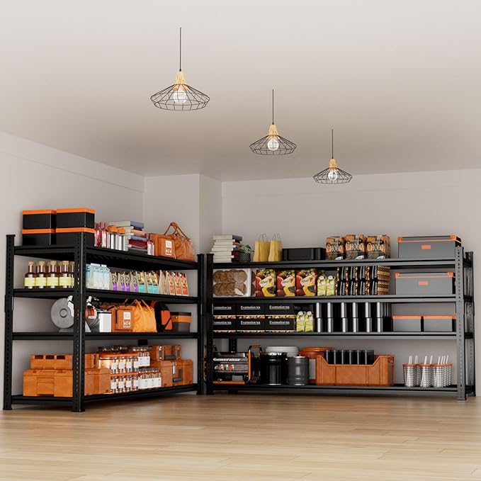 Storage Shelves Heavy Duty, 60" L x 24" W x 60" H Garage Wire Shelving Unit Loads 2640LBS, 4-Tier Adjustable Metal Industrial Utility Shelf Rack for Kitchen, Laundry Room, Pantry, Warehouse, Basement