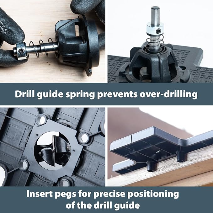 POWERTEC 72225 Cabinet Hinge and Hardware Jig Kit, Concealed Hinge Jig and Drawer Jig for Installing Pulls, Knobs, Handles on Cabinet and Drawer, Cabinet Door Mounting & Cabinet Hinges Installation