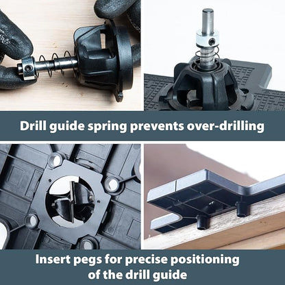 POWERTEC 72225 Cabinet Hinge and Hardware Jig Kit, Concealed Hinge Jig and Drawer Jig for Installing Pulls, Knobs, Handles on Cabinet and Drawer, Cabinet Door Mounting & Cabinet Hinges Installation
