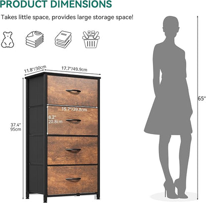 YITAHOME Dresser with 4 Drawers - Fabric Tower, Organizer Unit for Bedroom, Living Room, Closets - Sturdy Steel Frame, Easy Pull Fabric Bins & Wooden Top