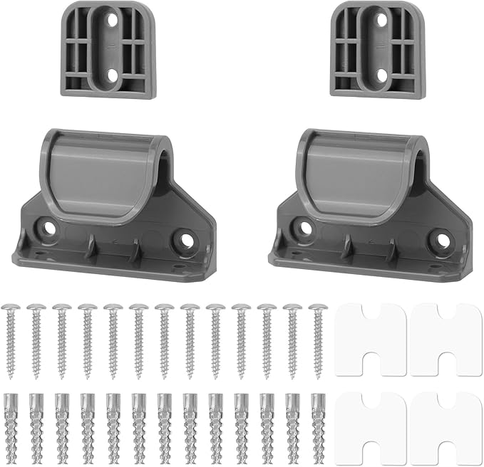 Retractable Baby Gate Replacement Parts Kit, Extension Hardware Set with 2 Latches 2 Brackets & Screws for Baby Gate Wall Mounting (Gray)
