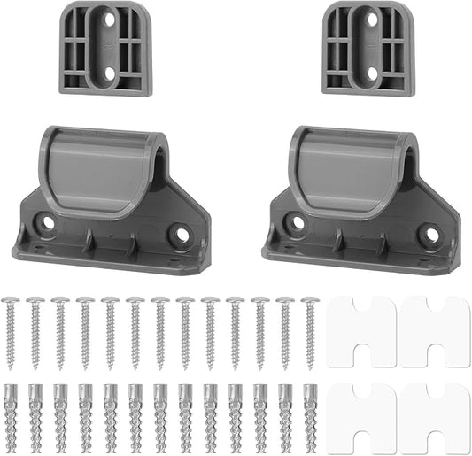 Retractable Baby Gate Replacement Parts Kit, Extension Hardware Set with 2 Latches 2 Brackets & Screws for Baby Gate Wall Mounting (Gray)