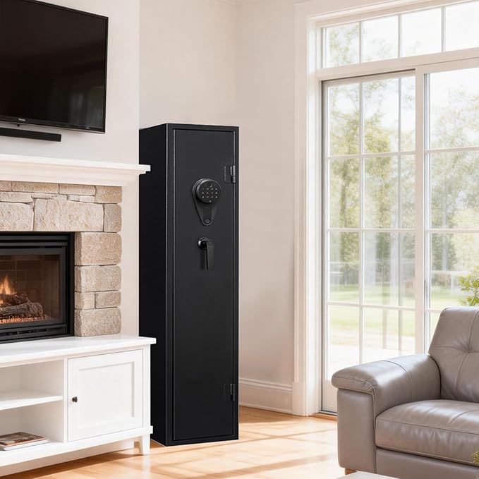 KAER 4-5 Gun Safe with Biometric Fingerprint & Digital Keypad,Gun Safe for Rifles and Pistols,Gun Cabinets for Rifles and Shotguns,Long Gun Safes,Rifle Safe with Removable Shelves