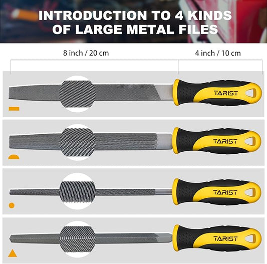 17PCS File Set with Tool Bag, Includes 4PCS Large Metal File, 12PCS Needle File and Wire Brush,Work for Metal, Wood and More