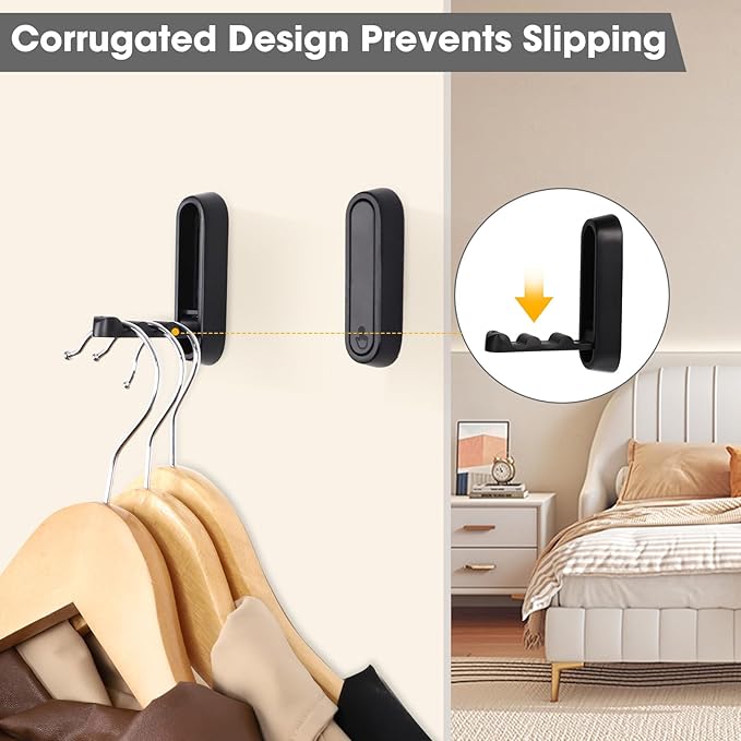 Folding Coat Hooks, 4 Pcs Foldable Black Wall Hooks Heavy Duty Foldable Hook Bathroom Towel Hooks Robe Hooks Wall Mounted for Hanging Coat Towels Clothes Hat Bags Keys