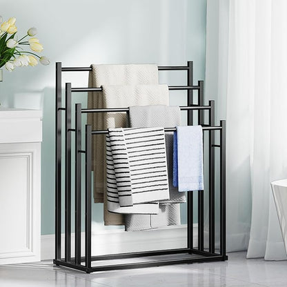 Honiter Towel Racks for Bathroom, 4 Tier Wide Towel Drying Rack Outdoor, Free Standing Towel Rack, Pool Towel Blanket Stand and Display Rack for Oversized Bath Towels