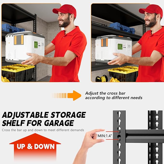 Garage Shelving Heavy Duty 3000LBS - 5-Tier Boltless Shelving Units for Garage, No Sag Garage Storage Rack for Garage Basement/Warehouse (72" H×45.2" W×18.9" D)