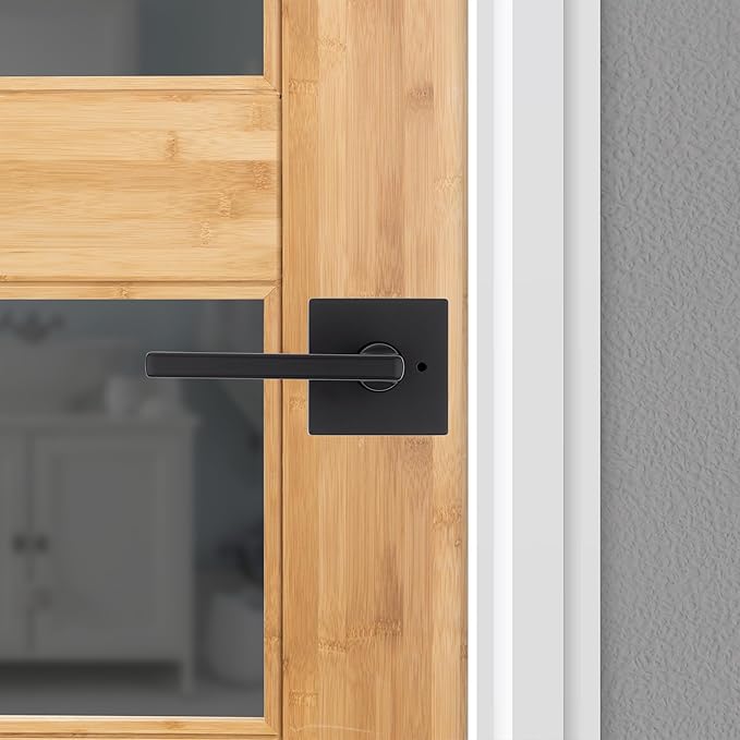 Kwikset Halifax Interior Privacy Door Handle with Lock, Door Lever for Bathroom and Bedroom, Matte Black, Reversible Keyless Turn Lock, with Microban Protection, 10 Pack