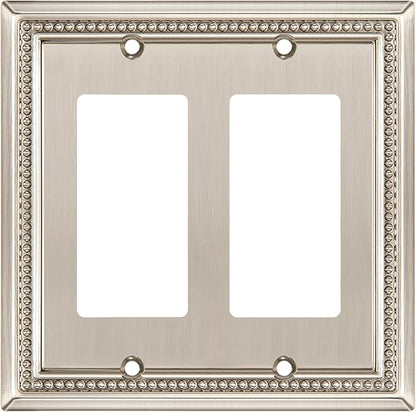 Henne Bery Sunken Pearls Heavy Duty Decorative Wall Plate Switch Plate Outlet Cover (Double Decorator, Satin Nickel)