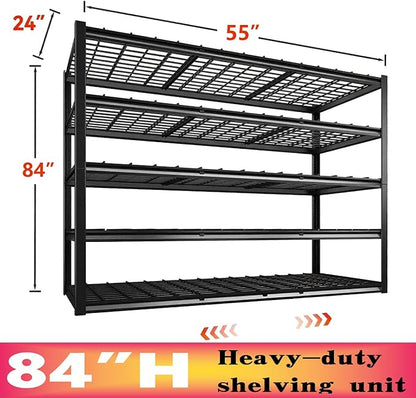 Garage Shelving, Heavy Duty Storage Shelves Metal Shelf Unit Adjustable Industrial Storage Racks for Shop,Warehouse,Basement (5T 84 * 55 * 24, 5)