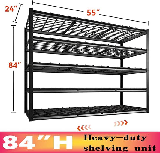 Garage Shelving, Heavy Duty Storage Shelves Metal Shelf Unit Adjustable Industrial Storage Racks for Shop,Warehouse,Basement (5T 84 * 55 * 24, 5)