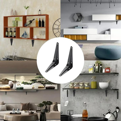 Lilaly 10 Pack Shelf Brackets 5 Inch Shelf Bracket, Heavy Duty L Brackets for Shelves for Hanging Floating Shelves Brack with Screws and Wall Anchors(4"x5",Black)