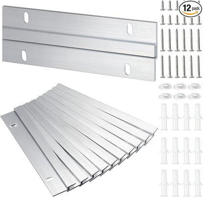 12 Pack French Cleat Hanger Headboard Wall Mounting Brackets Cleat Picture Hanger Kit Z Bar Supports with Plastic Expansion Tube Screws Silicone Dots for Picture Mirror Whiteboard (6 Inch)