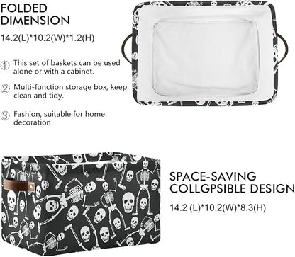 Skull Rectangular Storage Basket Organizer Bin Shelf Baskets For Clothes Gifts For Home Office Dorm