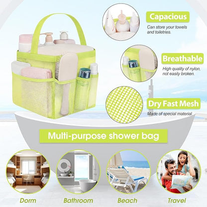 Attmu Mesh Shower Caddy Portable for College Dorm Room Essentials with 8 Pockets, Hanging Shower Caddy Dorm Basket, Quick Dry Shower Bag for Bathroom