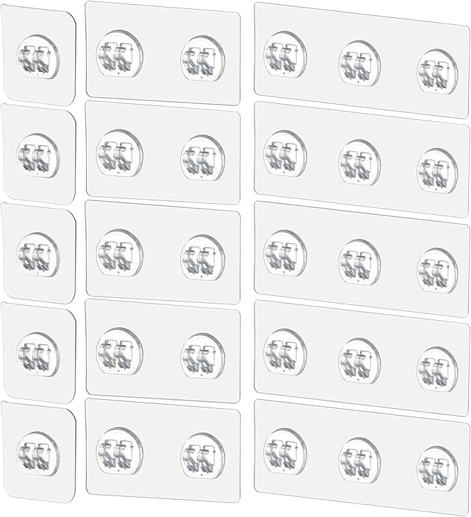 15 Pack Shower Caddy Adhesive Replacement, No Drilling Shower Shelf Adhesive, Strong Caddy Sticker Hooks Replacement for Showers Shelves and Kitchen Racks Organizer