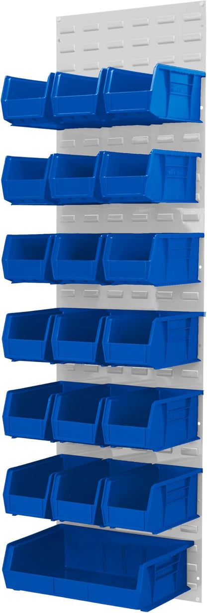 Akro-Mils 30118 Louvered Steel Wall Mount Panel Garage Organizer for Hanging AkroBin Storage Bins, 18-Inch W x 61-Inch H, White, Single