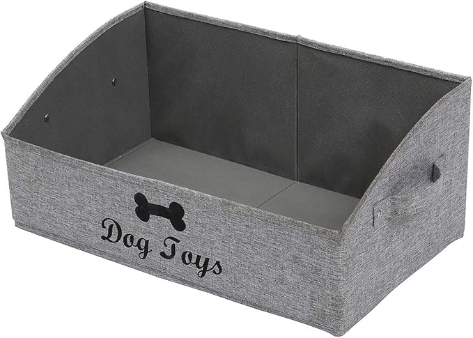 Geyecete Foldable Fabric Trapezoid Organizer Box - Collapsible Basket for Dog Toys (Gray)