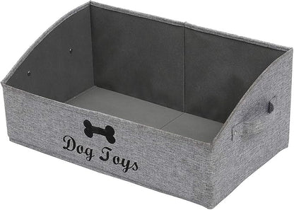Geyecete Foldable Fabric Trapezoid Organizer Box - Collapsible Basket for Dog Toys (Gray)