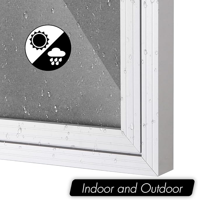 INNOVART Enclosed Bulletin Board 36” x 24”, Lockable Fabric Noticeboard with Aluminum Frame, Wall Display Case with Swing-Open Door Grey Felt, Information Cabinet for School, Office, Commercial, etc