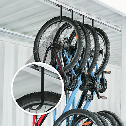 Ferraycle 12 Pcs Add on Storage Hook Accessory Overhead Garage Hooks for Ceiling Rack and Wall Shelving, Bike Hanging Flat, Black