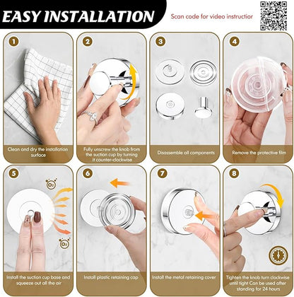 Suction Cup Hooks for Shower,Removable Shower Towel Suction Hooks for Bathroom Wall,Kitchen,Glass,Mirror,Tile to Hang Robes,Loofah-Chrome(2-Pack)