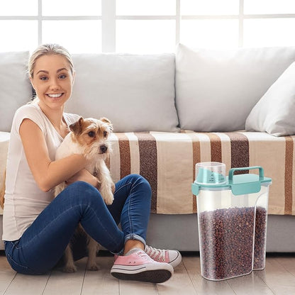 5Lbs Airtight Cat Dog Food Storage Container with Upgraded Large Nozzle BPA-Free, Pet Food Storage Containers for Rice, Grain, Pet Food, Flour, Dog Treat Storage (Pink+Lake Blue, 5L-2pack)