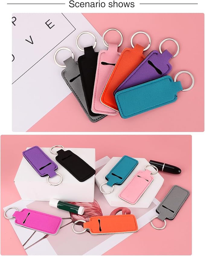 Chapstick Holder Keychain Lip Balm Holder Lipstick Sleeve Pouch Lip Gloss Holder Stocking Stuffers Gift for Women