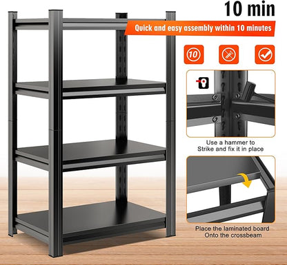 Plant Stand Indoor Outdoor,Metal Adjustable,4-Tier Plant Shelf,Accommodates Multiple Pots,Plant Shelves Suitable for Living Rooms,Gardens,Balconies (Black, 54''H x45.6''W x 12''D)