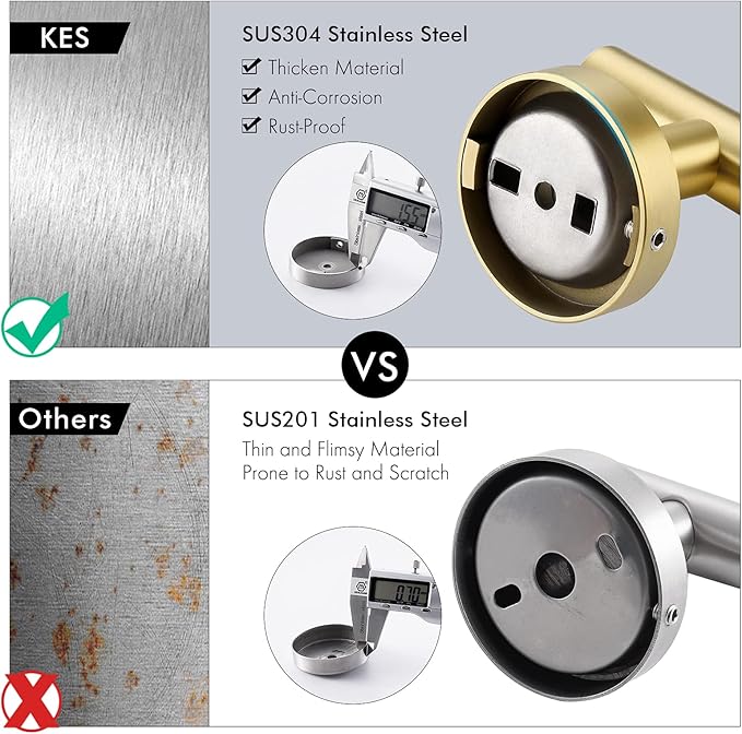 KES Bath Towel Hook Robe Hook for Bathroom Kitchen Wall Mount SUS 304 Stainless Steel Brushed Gold 2 Pack, A2164-BZ-P2