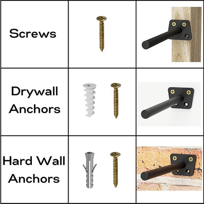 EVALD Hidden Floating Shelf Bracket | 6-Inch Heavy Duty Blind Shelf Support | Kitchen Shelf, Fireplace Mantel Bracket | Invisible Wall Mount Bracket for Home & Office | Floating Shelf Hardware 6 Pack