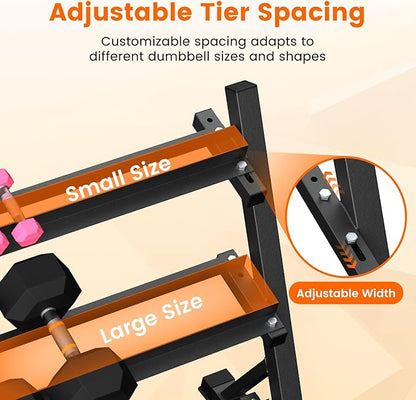 Dumbbell Rack, 3-Tier Dumbbell Weight Rack for Home Gym, Dumbbell Set for Dumbbell Kettlebell Barbell, Heavy Duty Weight Storage Organizer, Dumbbell Rack Stand Only