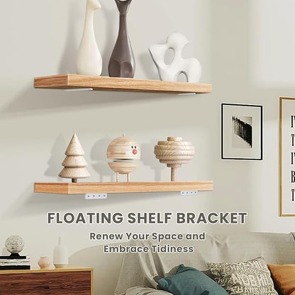 Alise White Shelf Brackets 6 Inch,Heavy Duty Floating Shelf Bracket Mounting Brackets,Hidden L Brackets for Shelves,Metal Decorative Shelf Brackets Wall Shelf Supports Brackets DIY,Pack of 4